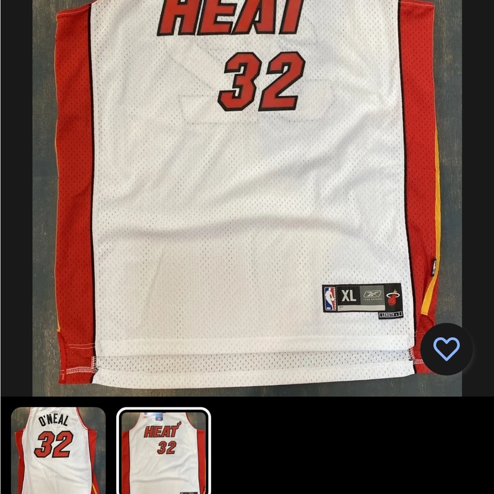 NWT Miami Heat Shaquille O' Neal White Reebok Basketball Jersey Mens Sz 2XL
